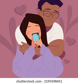 couple taking a selfie by smartphone