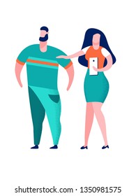 Couple Taking Selfie Cartoon Vector Illustration. Mobile Photo. Woman Choosing, Buying Smartphone. Sales Assistant Helping Customer. Girlfriend, Boyfriend Characters. Friends Self Portrait Drawing