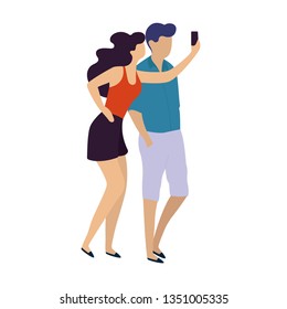 Couple taking selfie with mobile phone
