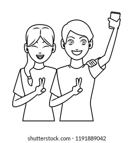 Couple taking selfie with smartphone