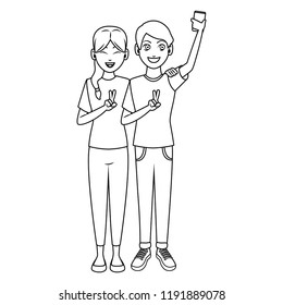 Couple taking a selfie with smartphone