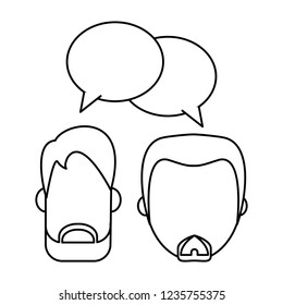 Couple talking avatar in black and white