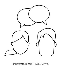 Couple talking avatar in black and white