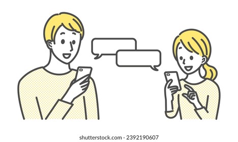 a couple talking by smart phone