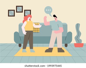 couple talking everyday life in home