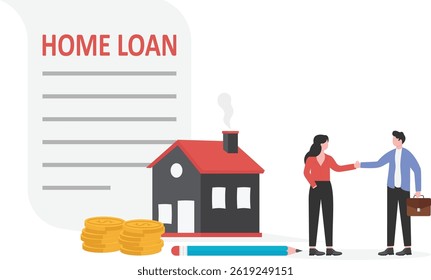 couple talking with real estate agent. Home loan and real estate business concept

