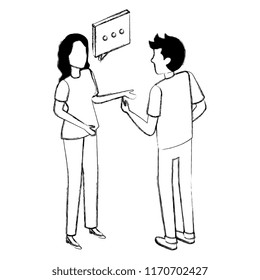 couple talking with speech bubble