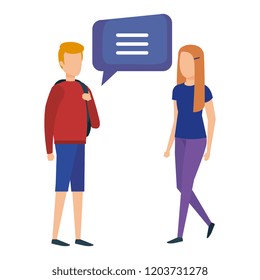 couple talking with speech bubble