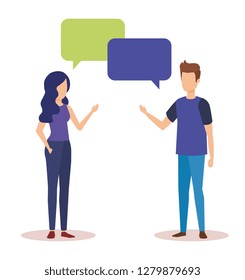 Couple Talking Speech Bubble Stock Vector (Royalty Free) 1203731263