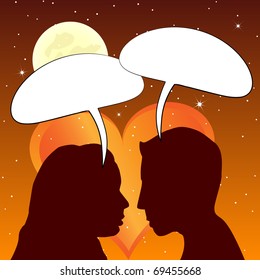 Couple talking at sunset