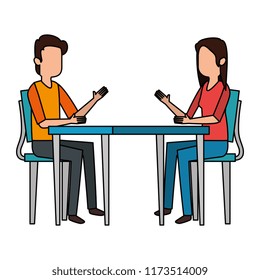 couple talking at table