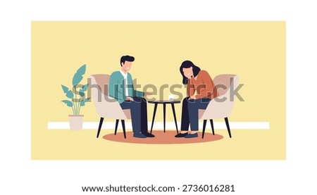 Couple talking in therapy session counseling