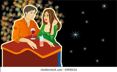 The couple talks in a night bar (separate layer)