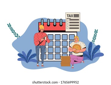 diseño de ilustraciones vectoriales de pago de días de impuestos