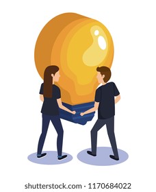 couple teamwork with bulb
