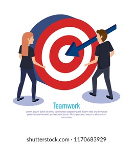 couple teamwork with target