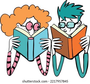 couple of teenagers enjoy reading books