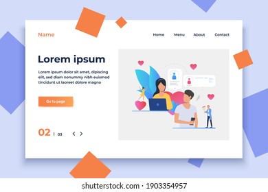 Kombinieren Sie sich mit Textnachrichten. Technologie, Liebe, Internet-Konzept. Vektorgrafik kann für Themen wie Beziehung, Online-Dating-Service, Romantik verwendet werden
