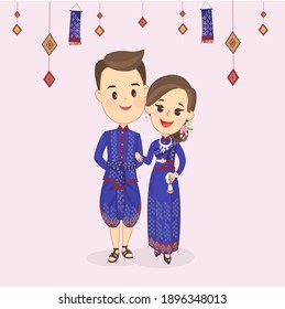 Couple in Thai Costume for Wedding  Vector	