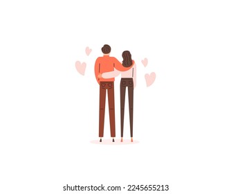 a couple that poses and looks loves each other. a husband is holding his wife full of love. embracing spouse. affection and romantic relationships. celebrating valentine's day. happy valentine's day