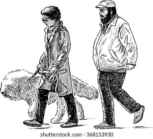 couple with their dog