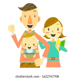 couple with their first baby frame