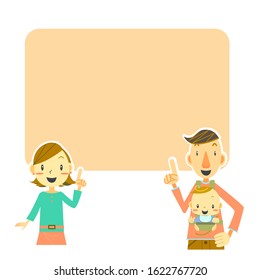 couple with their first baby frame