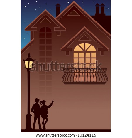 Couple and their own home, vector