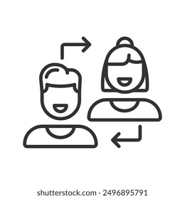 Terapia de pareja, en línea de diseño. Relación, terapia matrimonial, asesoramiento de parejas, Asistencia de relaciones, terapia matrimonial, sesión sobre Vector de fondo blanco. Icono editable del golpe de la terapia de pareja.