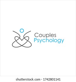 Couple Therapy Logo line Psychology Vector Template Idea