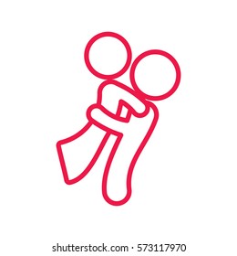 couple thin line red icon on white background, happy valentine day