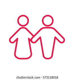 couple thin line red icon on white background, happy valentine day, love