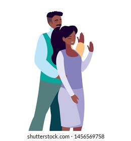 couple together characters on white background