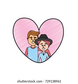 couple together inside heart design