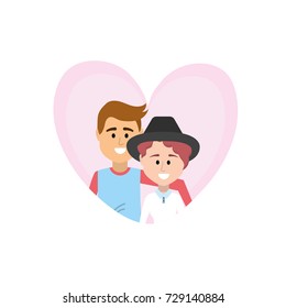 couple together inside heart design