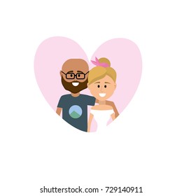 couple together inside heart design