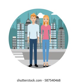 couple together on urban background