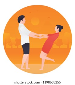 
A couple together showing unexpected love 

