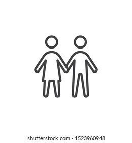 Couple togetherness line icon. linear style sign for mobile concept and web design. Man and woman relationship outline vector icon. Symbol, logo illustration. Vector graphics