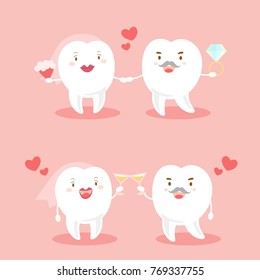couple tooth with valentine day on the pink background