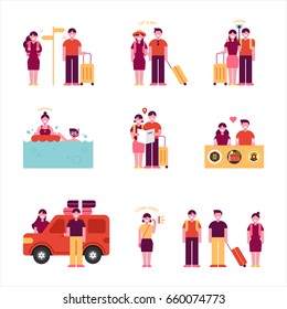 couple tourist vector illustration flat design