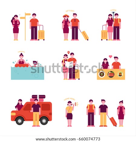 couple tourist vector illustration flat design