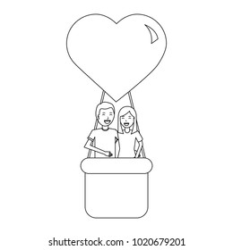 couple traveling in air balloon adventure romance