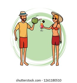 couple with tropical beverage