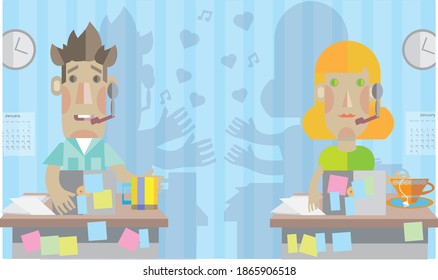 a couple trying to share a workspace when all they want is to spend time together