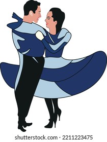 Couple Twirlers Clipart (Editable) - Vector Illustration