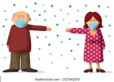 a couple of two beautiful characters with protective mask