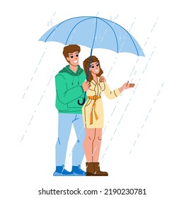 couple with umbrella vector. rain love, date man woman, city street holding, autumn couple with umbrella character. people flat cartoon illustration