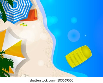 Couple of umbrellas on the beach, graphic art