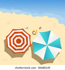 Couple of umbrellas on the beach, graphic art